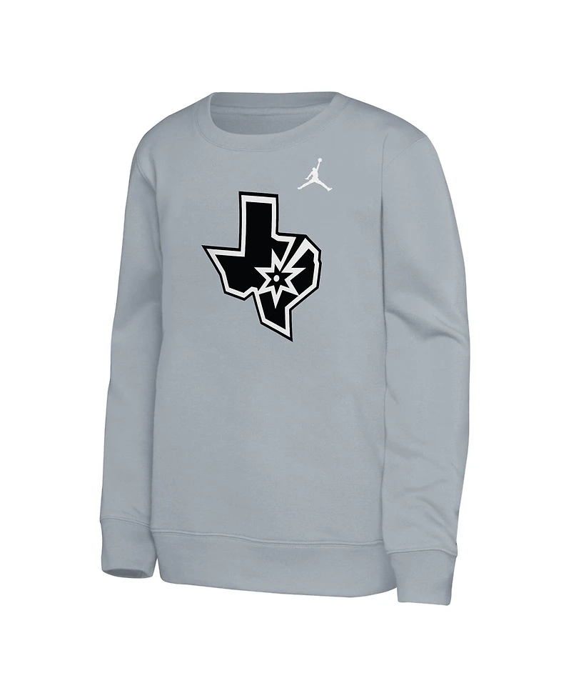 Jordan Big Boys and Girls Silver San Antonio Spurs Courtside Statement Edition Sweatshirt