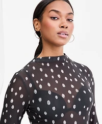 Bar Iii Women's Mock-Neck Long-Sleeve Top, Macy's Exclusive