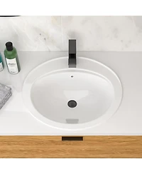 Midola 21.8 Inch Drop In Bathroom Sink Porcelain 21.8x19.5inch Ceramic Vitreous Above Counter Vanity Lavatory Sink