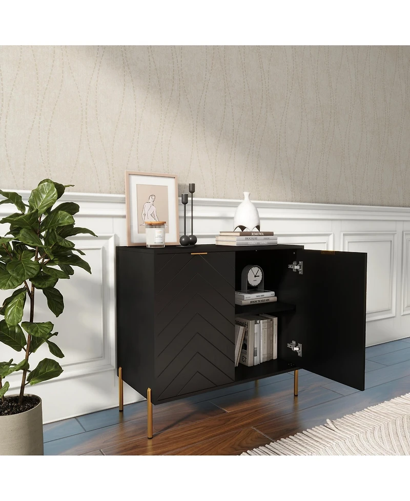 Clihome Storage Cabinet with 2 Doors, 32 Inch Monden Accent Adjustable Shelf, Free-Standing Sideboard