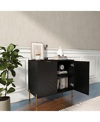 Clihome Storage Cabinet with 2 Doors, 32 Inch Monden Accent Adjustable Shelf, Free-Standing Sideboard