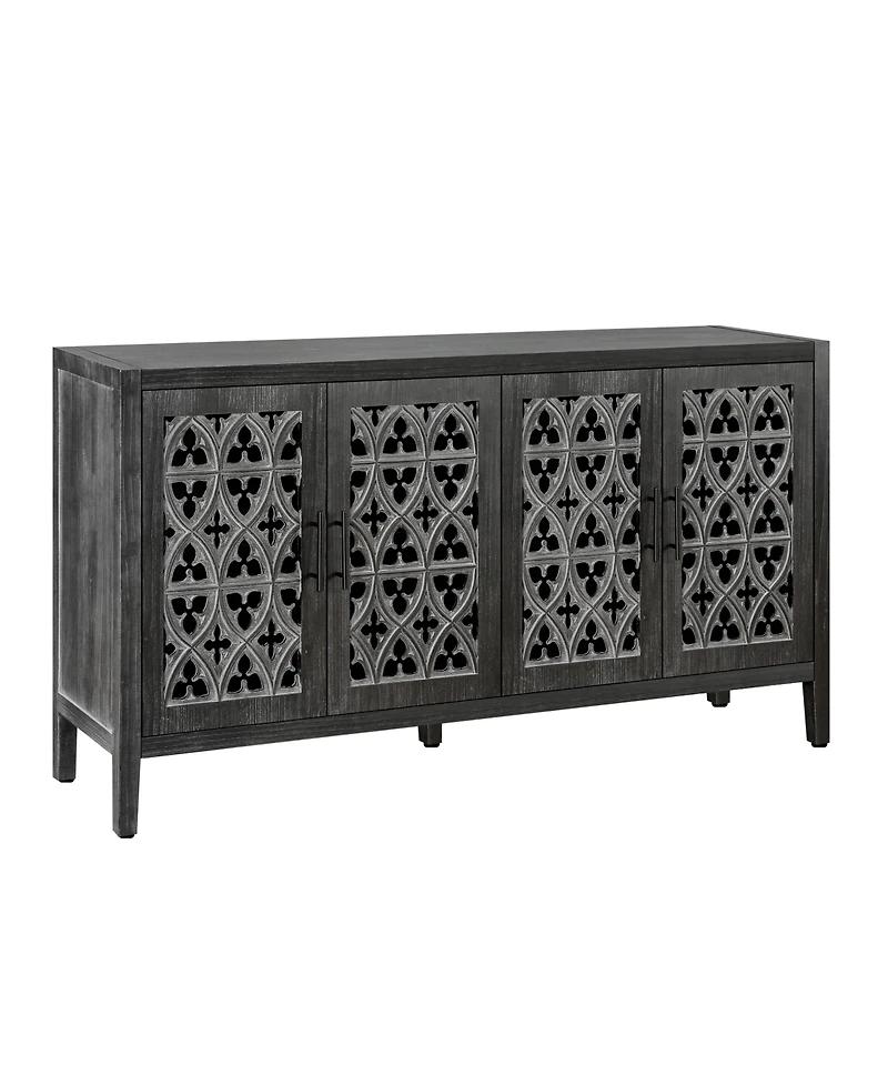 Clihome Hollow Four Door Antique Cabinet, American Country Style, Suitable for Living Room, Tv Kitchen