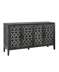 Clihome Hollow Four Door Antique Cabinet, American Country Style, Suitable for Living Room, Tv Kitchen
