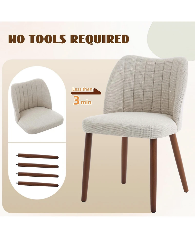 homfan Set of 4/6 Dining Chairs, Fabric Upholstered Mid Century Chairs with Wood Legs for Room or Kitchen