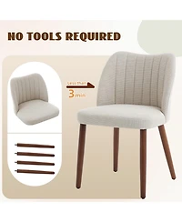 homfan Set of 4/6 Dining Chairs, Fabric Upholstered Mid Century Chairs with Wood Legs for Room or Kitchen