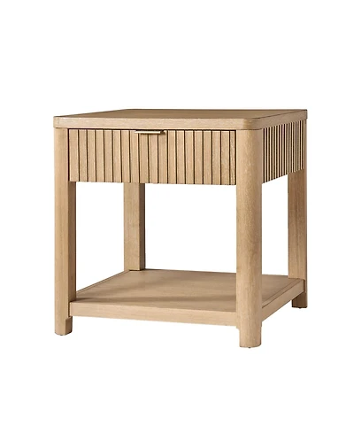 Hulala Home Eustacio Modern 23.75"W Fogarty Oak Grain Fluted End Table