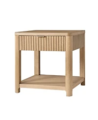 Hulala Home Eustacio Modern 23.75"W Fogarty Oak Grain Fluted End Table