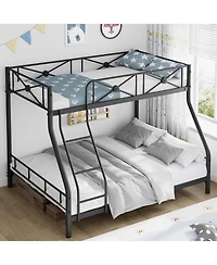 gaomon Metal Bunk Bed Twin Over Full, Modern Heavy Duty Bunkbeds with Safety Guard Rails and Space-Saving Design, Steel Beds for School