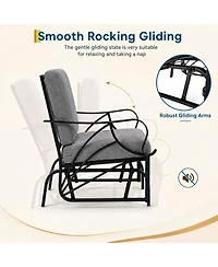 homfan Set of 2 Patio Glider, Outdoor Glider Chair with Removable Cushion and Heavy Duty Metal Frame for Garden or Yard