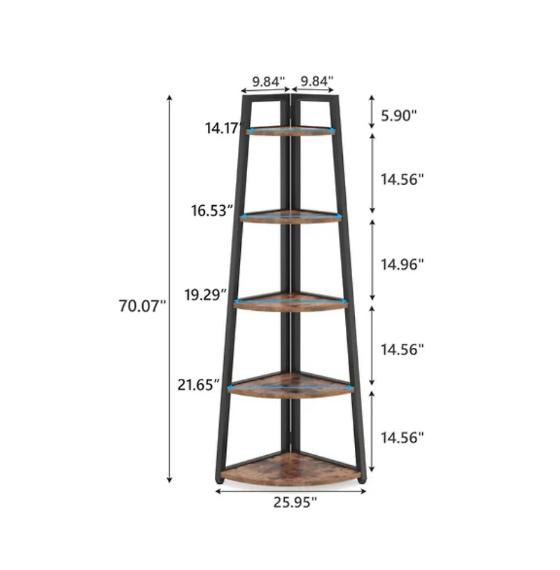Slickblue 70" Corner Shelf, 5 Tier Corner Storage Rack Ladder Bookcase