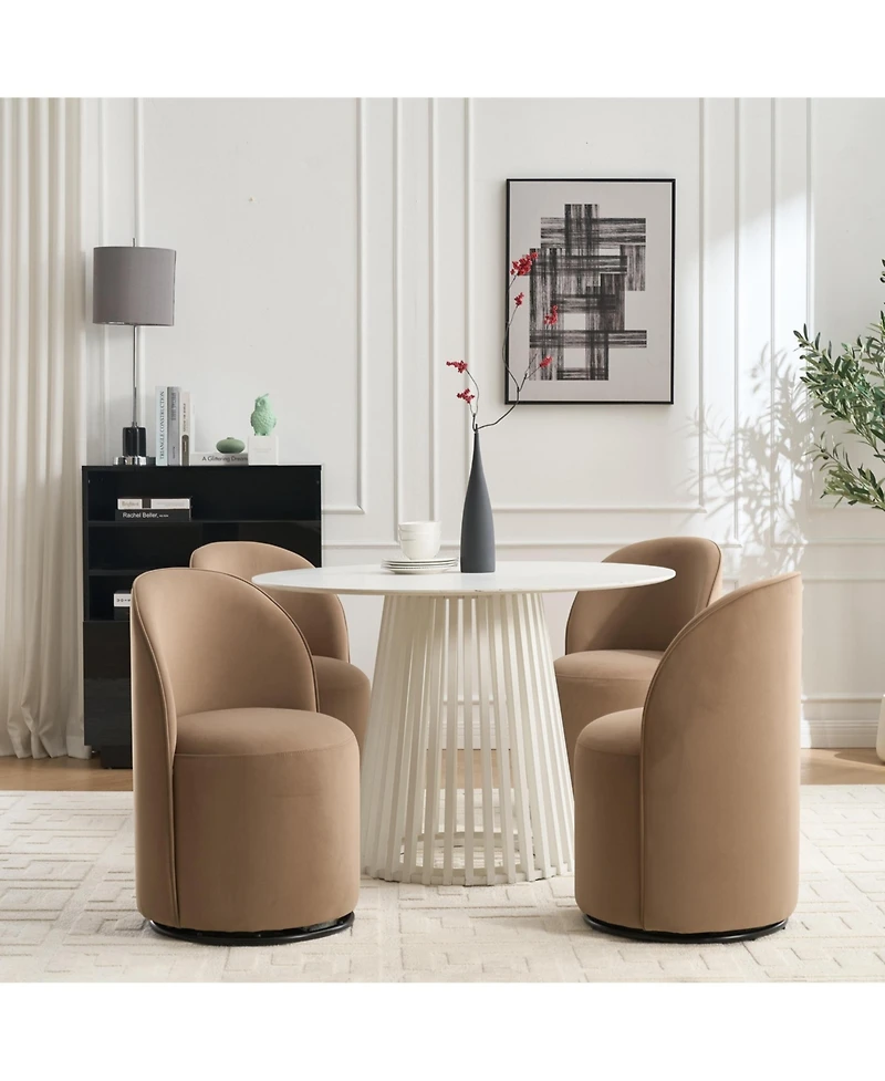 Boyel Living Swivel Barrel Chair Velvet Dining 360 Degree Round Armless Accent for Bedroom Room