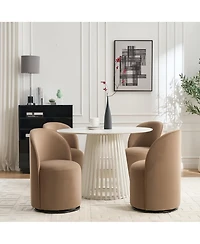 Boyel Living Swivel Barrel Chair Velvet Dining 360 Degree Round Armless Accent for Bedroom Room