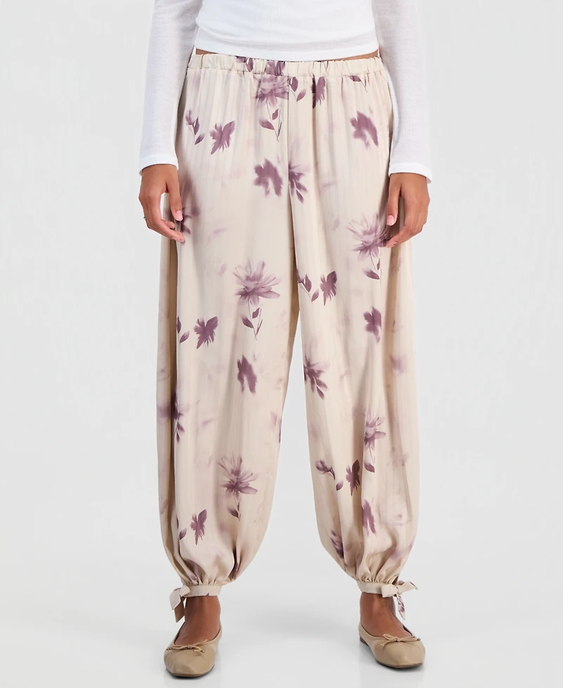 And Now This Women's Floral-Print Tie-Hem Balloon Pants, Macy's Exclusive