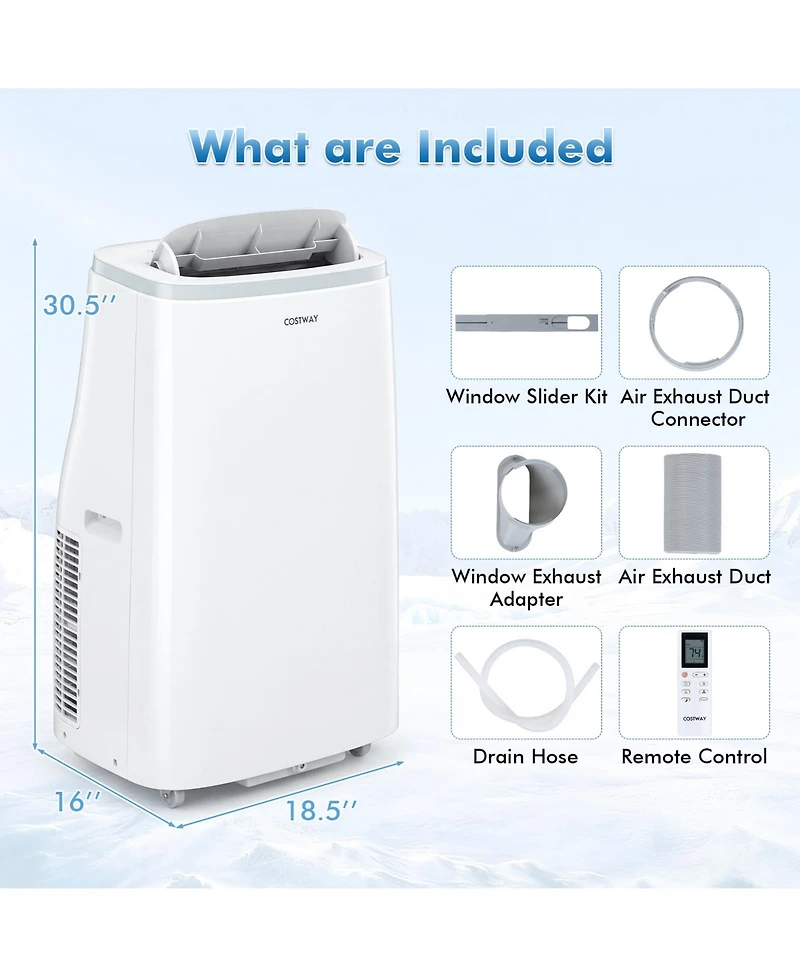 Costway 15000 Btu Portable Air Conditioner with Fan, Dehumidifier, Sleep Mode, 24H Timer