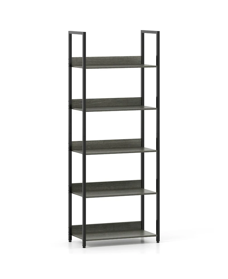 Slickblue Modern 5-Tier Wooden Bookshelf with Open Shelves and Back
