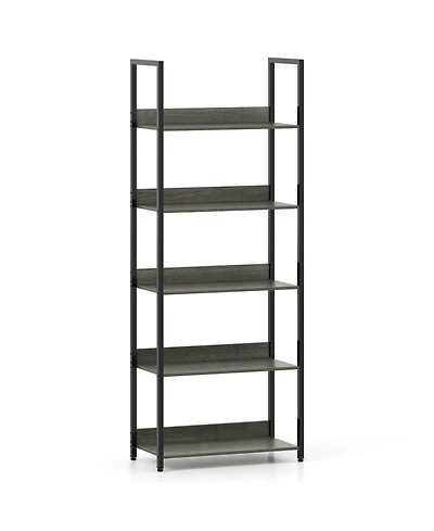 Slickblue Modern 5-Tier Wooden Bookshelf with Open Shelves and Back