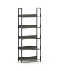 Slickblue Modern 5-Tier Wooden Bookshelf with Open Shelves and Back