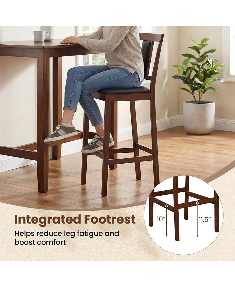 Slickblue Set of 2 Bar Height Upholstered Barstool with Rubber Wood Frame