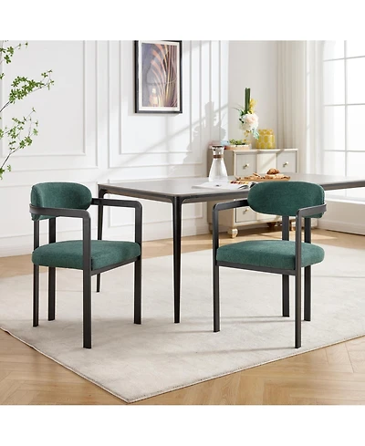 Boyel Living Modern Dining Room Chairs Set of 2 Upholstered Boucle Kitchen Metal Legs