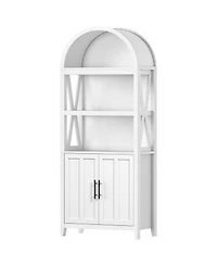 Slickblue Modern Farmhouse 5-Tier Bookcase with Arched Design and Display Shelves