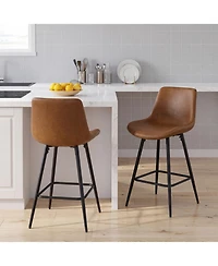 Slickblue Set of 2 Kitchen Bar Stools with Back Support and Footrest Design
