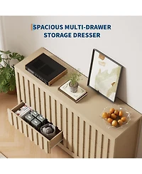 homfan Mid-Century Modern 6 Drawer Dresser for Bedroom - Spacious Wooden Chest - Large Clothes Storage Cabinet