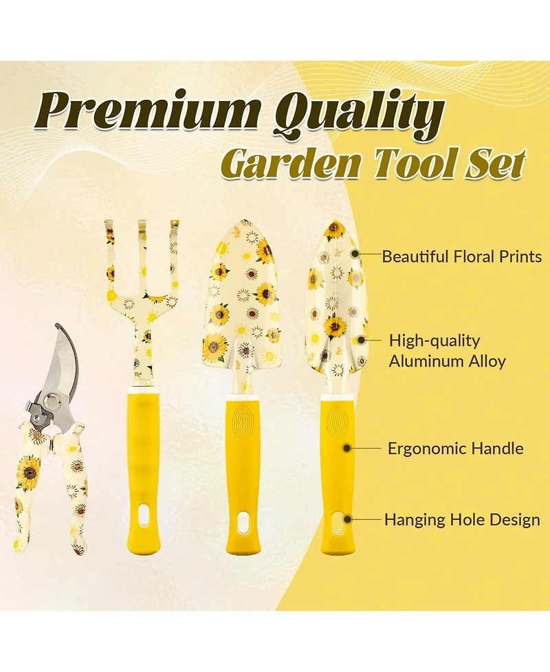 Xdovet Gardening Hand Tools Sunflower Set Bag Women Mom Gift