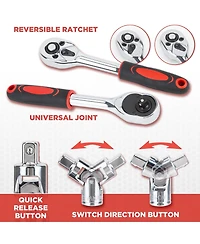 Xdovet Socket Ratchet Wrench Tool Set Metric Extension Bar