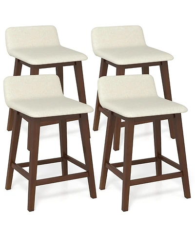 Gymax 2 Piece 24'' Upholstered Barstools with Low Back Footrest Wood Legs for Kitchen Island