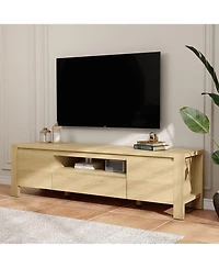 homfan Farmhouse Tv Stand with Doors and Cabinet, Modern Entertainment Center for Living Room and Bedroom Fits Tv's up to 70" Sturdy Wood Construction