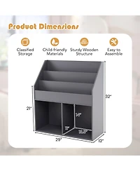 Gymax Kids Wooden Bookshelf Bookcase Children Toy Storage Cabinet Organizer