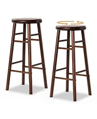Gymax Set of 29'' Swivel Bar Stools with Backless Design Footrests and Strong Crossbars