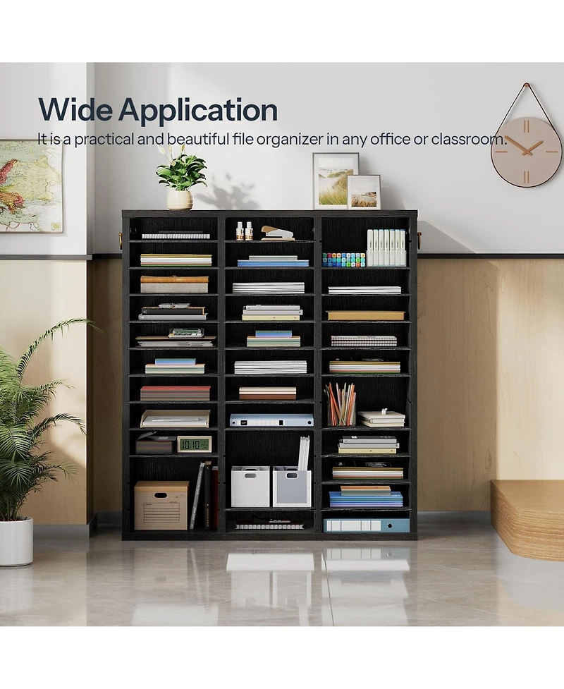 Slickblue Wooden Literature Organizer with 36 Compartments for Files and Documents