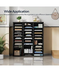 Slickblue Wooden Literature Organizer with 36 Compartments for Files and Documents