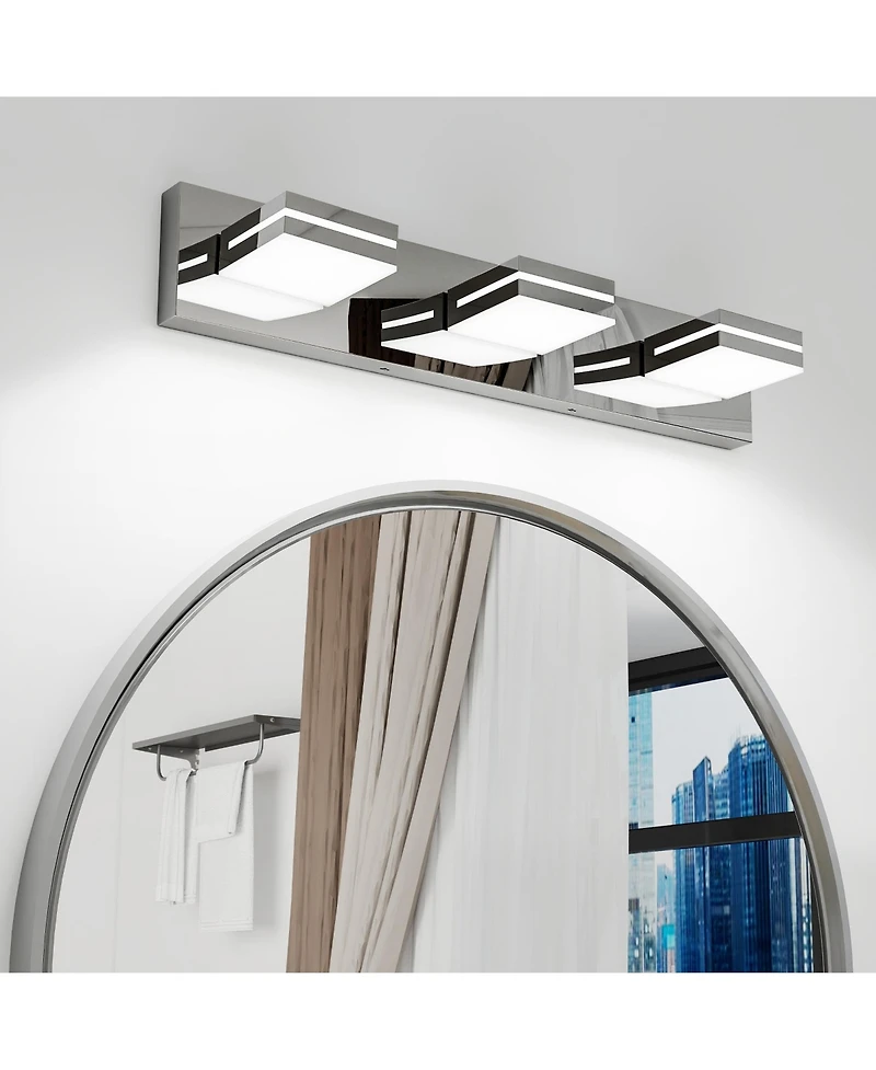 Midola Modern Chrome Led Vanity Light, 3-Lights Wall Sconce for Bathroom and Mirror, Sleek Minimalist Design, Energy-Efficient, Easy to Install