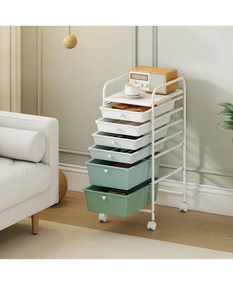 Slickblue 6 Drawer Rolling Storage Cart Multifunctional Organizer for Home Use