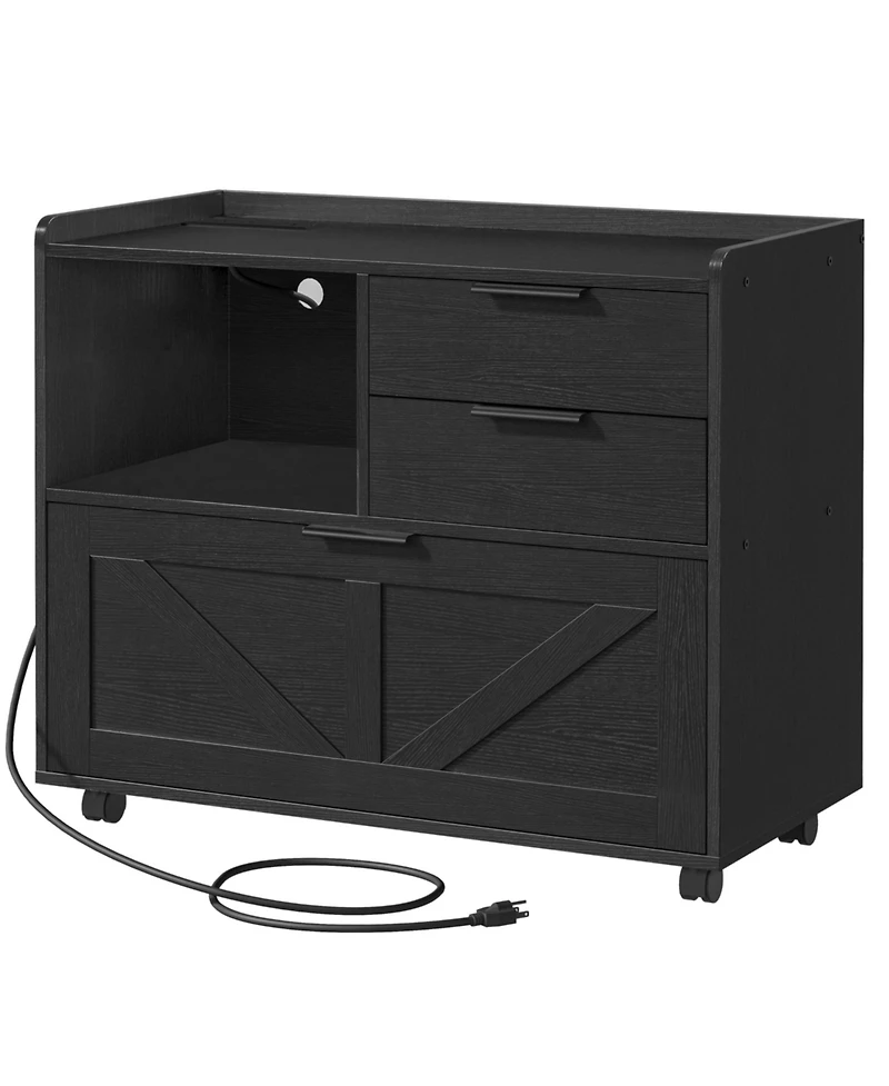 Slickblue Lateral File Cabinet with Power Charging Station, Letter and A4 Storage