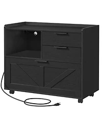 Slickblue Lateral File Cabinet with Power Charging Station, Letter and A4 Storage