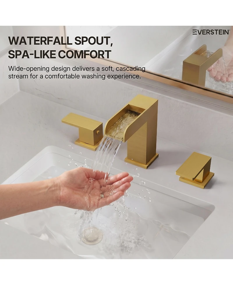 Everstein Widespread Bathroom Faucet 3 Hole, 2-Handle Sink with Drain Assembly