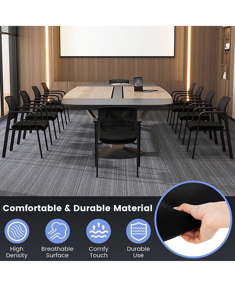 Gymax -Pack Office Conference Chair Set Mesh Guest Reception Stack Chairs with Caster Wheels