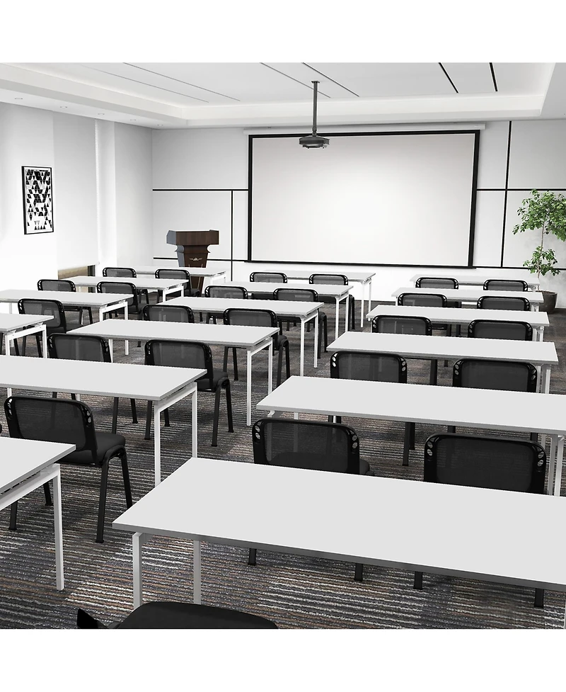 Gymax Set of 15 Mesh Conference Room Chairs with Upholstered Fabric Seat for Home Office