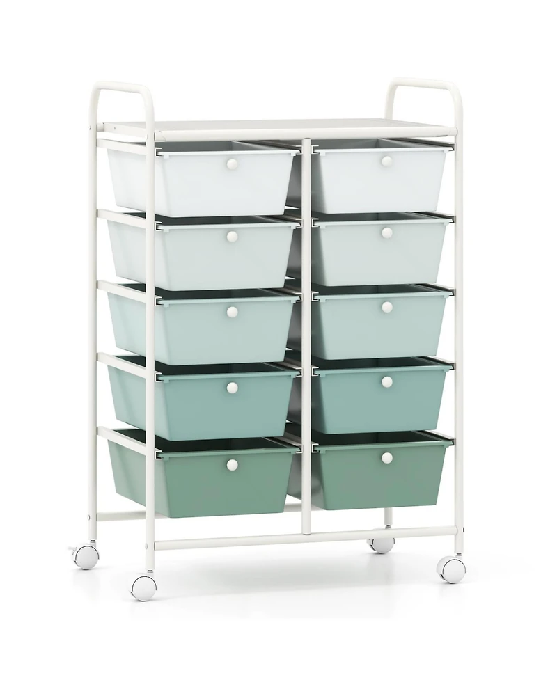 Slickblue Rolling Storage Organizer Cart with 10 Drawers