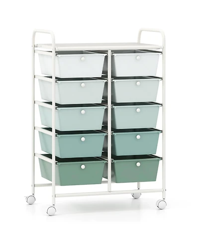 Slickblue Rolling Storage Organizer Cart with 10 Drawers