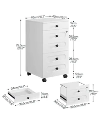 Slickblue Rolling File Cabinet with 3 Drawers and Lock for Letter Size Files