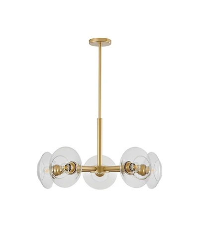 Midola 26" Modern 5-Light Sputnik Chandelier with Clear Glass Shades, Mid-Century Hanging Pendant Light Fixture for Dining Room, Living Room