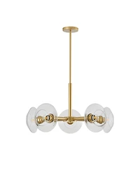 Midola 26" Modern 5-Light Sputnik Chandelier with Clear Glass Shades, Mid-Century Hanging Pendant Light Fixture for Dining Room, Living Room