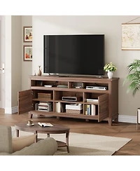 homfan Tv Stand for 63 Inch, Entertainment Center with Adjustable Shelves, Farmhouse Cabinet Doors ,for Living Room, Bedroom