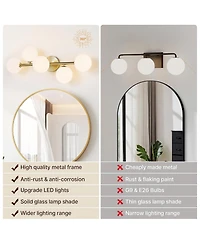 Midola 5-Light Bathroom Light Fixtures, Mid Century Modern Bathroom Light Ceiling Light, 3CCT Dimmable Led Wall Sconces Semi-Flush Mount Light Fixture