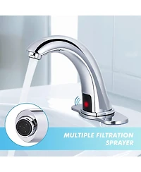 Midola Automatic Sensor Touchless Bathroom Sink Faucet with Deck Plate, Chrome Vanity Faucets, Hands Free Bathroom Water Tap
