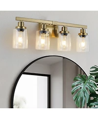 Midola 24" 4-Light Vanity Light with Clear Glass Shades, Modern Iron Metal Bathroom Wall Fixture for Mirror, Ideal for Bathroom and Dressing Table